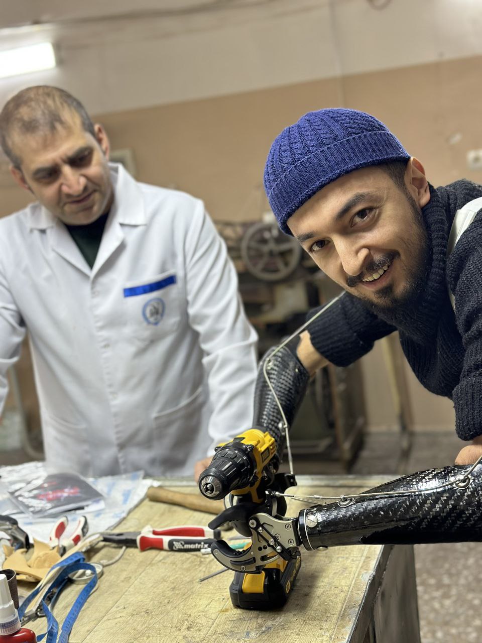 Artyom with power tools.