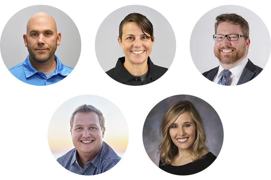 Nate Sprunger, Amy Ginsburg, Brandon Christeson, Chris Baschuk, and Breanne Bowers