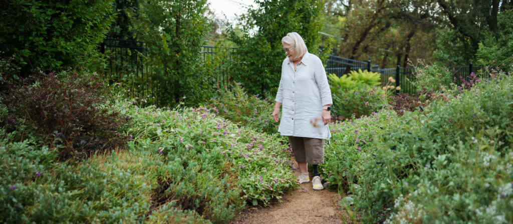 Elderly woman wearing the Traverse K2 foot