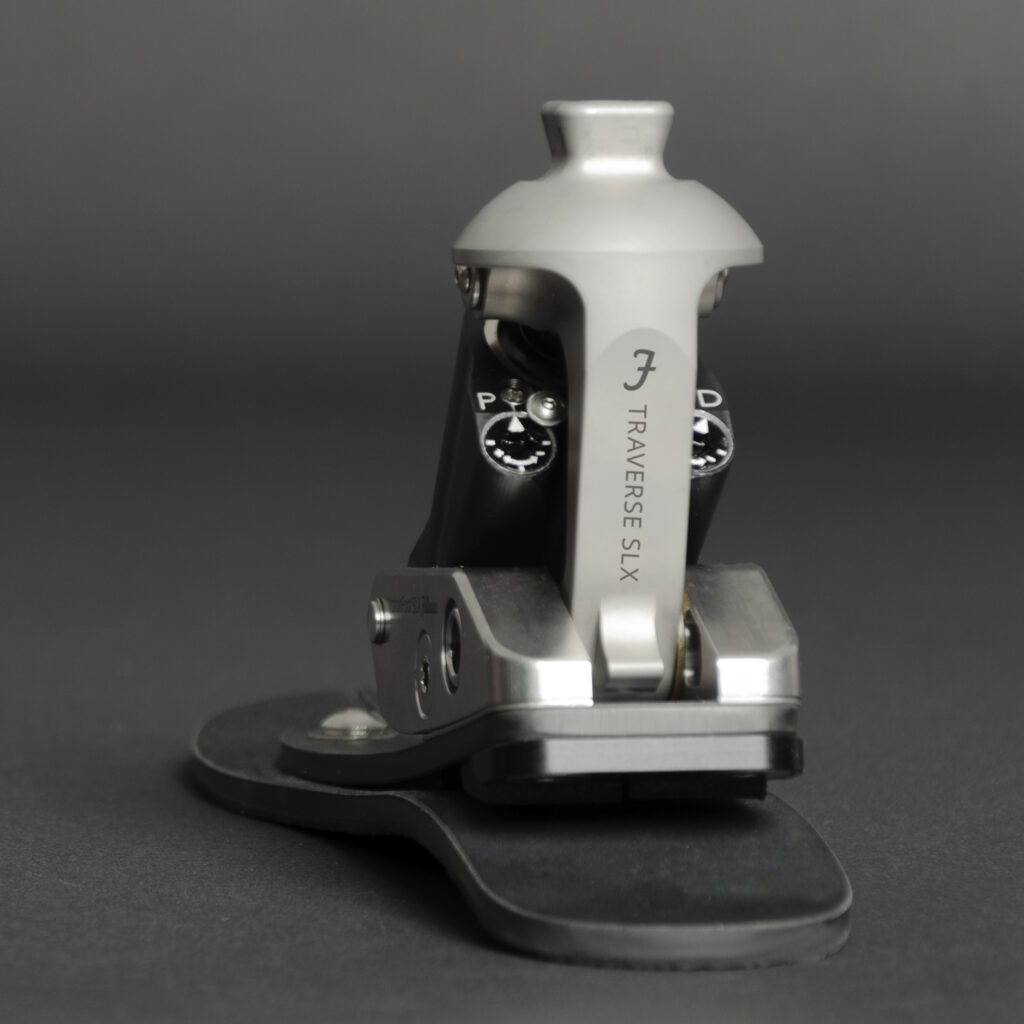 Traverse SLX rear view showing plantar flexion and dorsiflexion adjustment dials